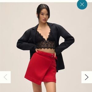 NWT Anthropologie Wool Wrap Mini Red Skirt Size 12